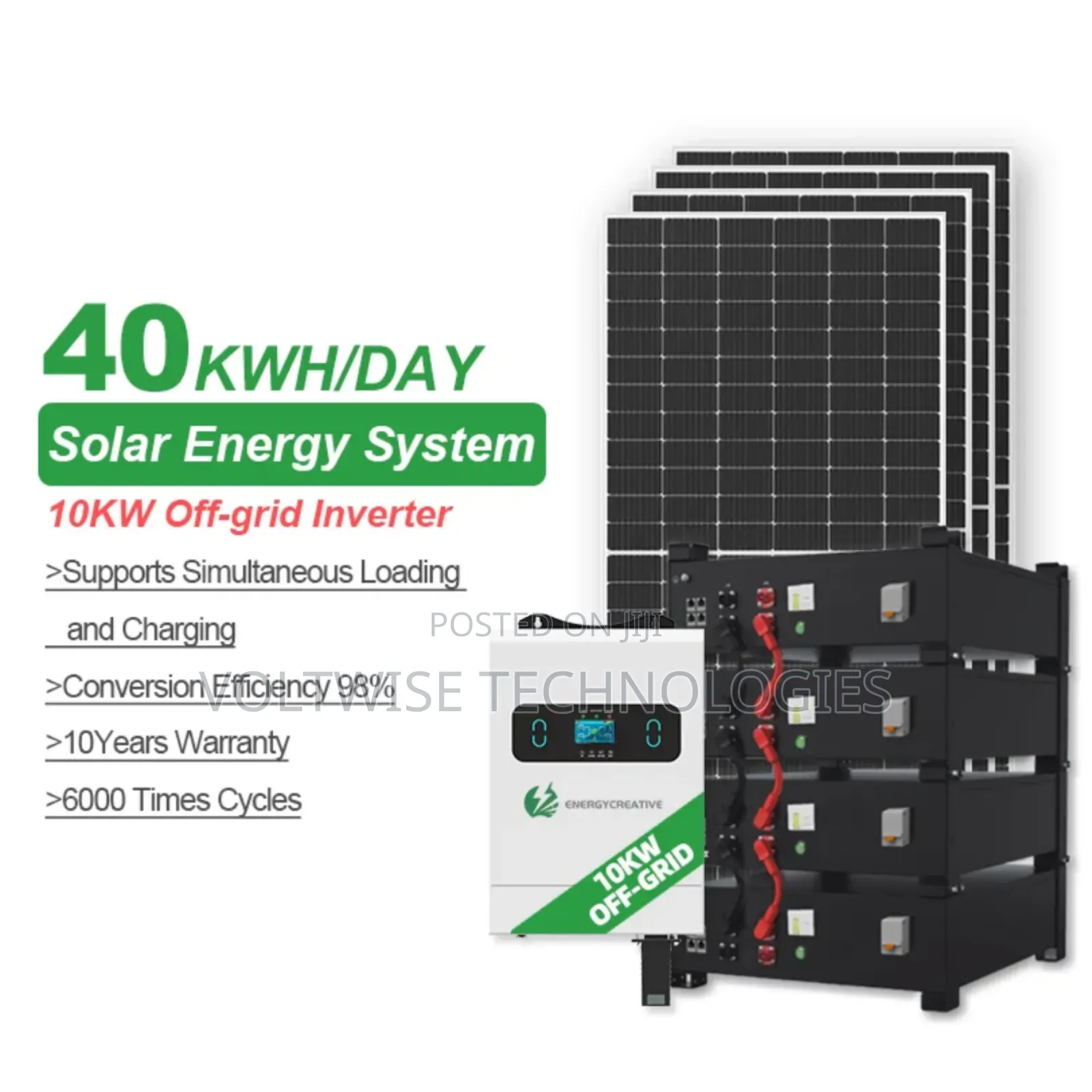 40kwh/Day Solar Energy System With 10kw Off-Grid Inverter