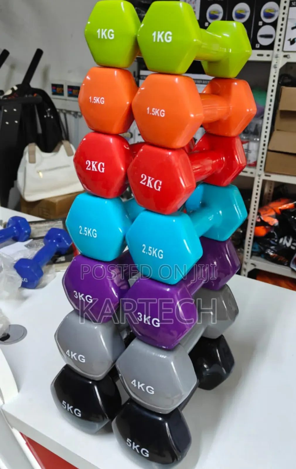 1kg - Vinyl-Covered Aerobic Dumbbells (Pair)
