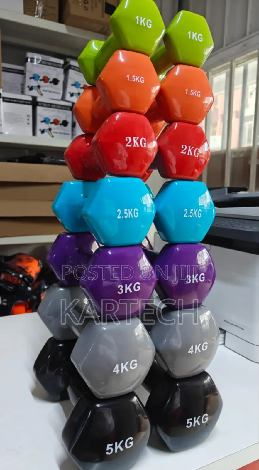 3kg Neoprene Vinyl-Covered Aerobic Exercise Dumbbells - Pair