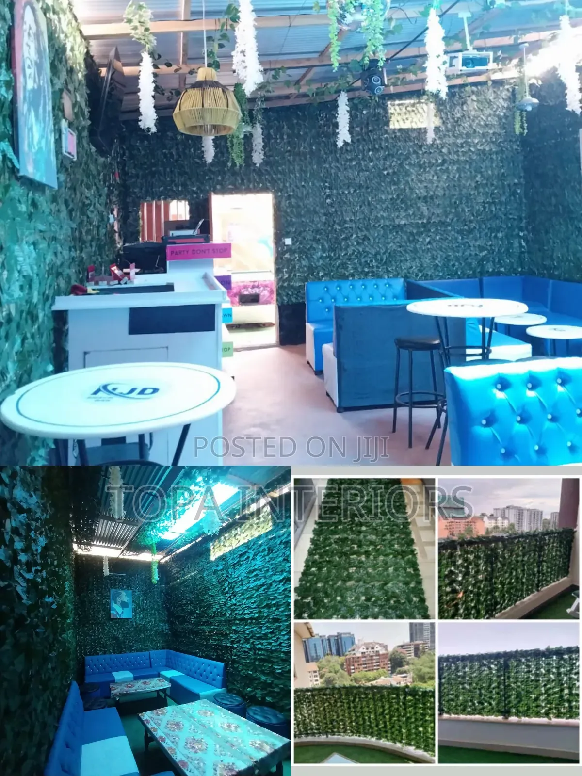 Restaurant and Bar Wall Decor Artificial Plants Green Fence