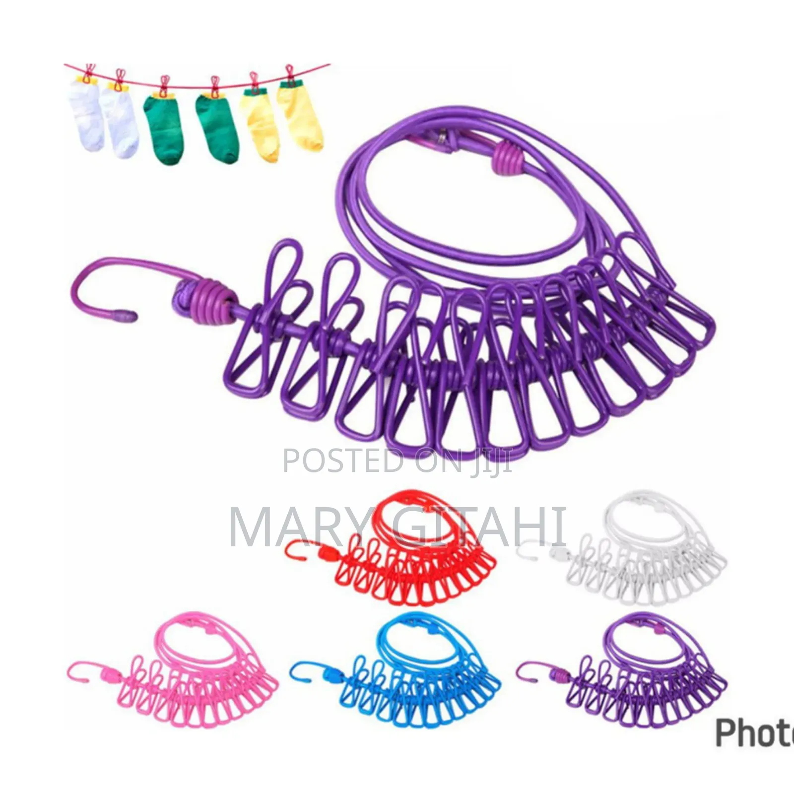 Strong 1.8m to 3.4m Stretching Cloth Line With 12 Pegs