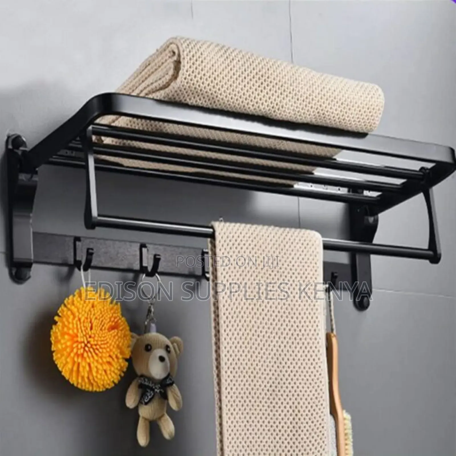 Towel Rack Holder With Hooks Black Bathroom Towel Rack