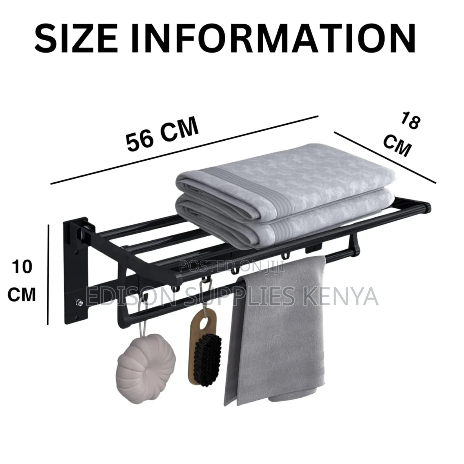 Towel Rack Holder With Hooks Black Bathroom Towel Rack