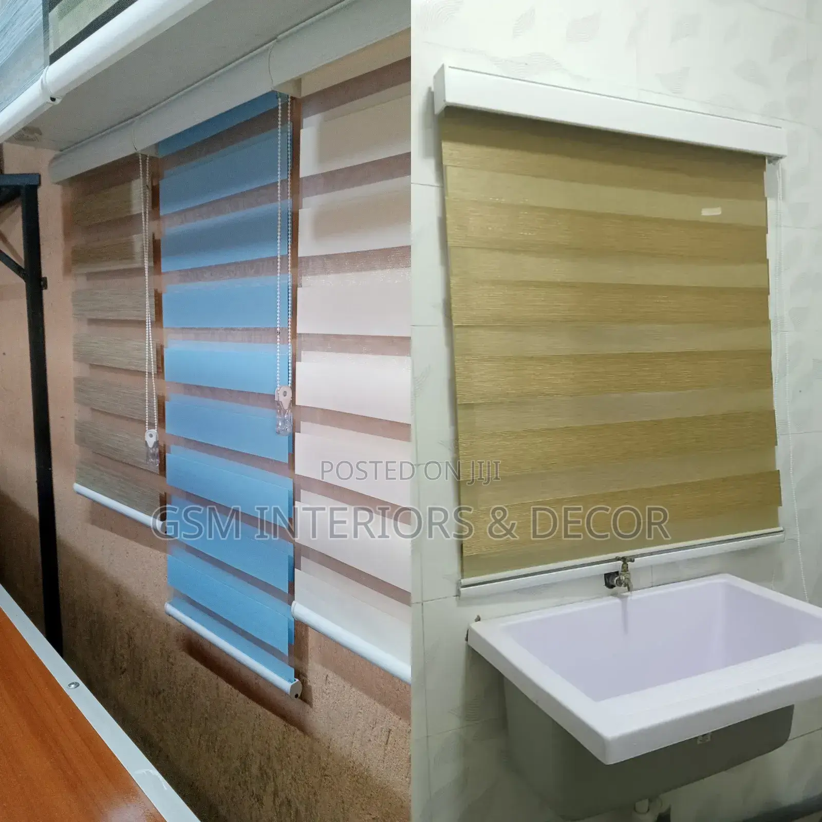 Sheer Blind and Horizontal Blinds in Kitchen Window
