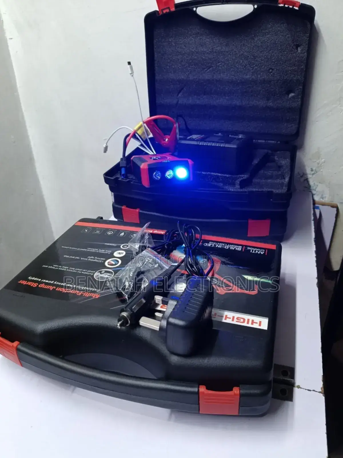 Car Jump Starter With Compressor, Torch Charging Cable
