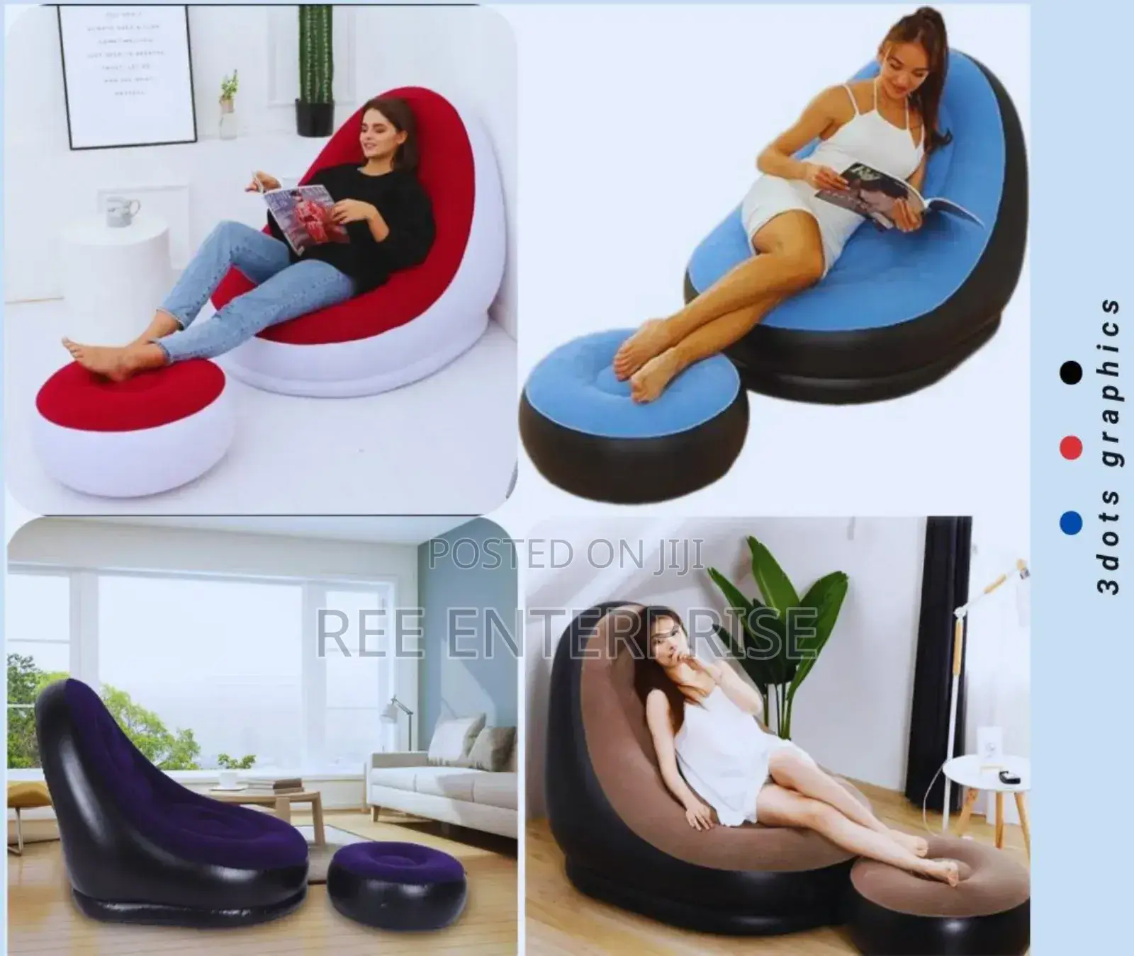 Small Sizeinflatable Seat, With Foot Rest and a Manual Pump