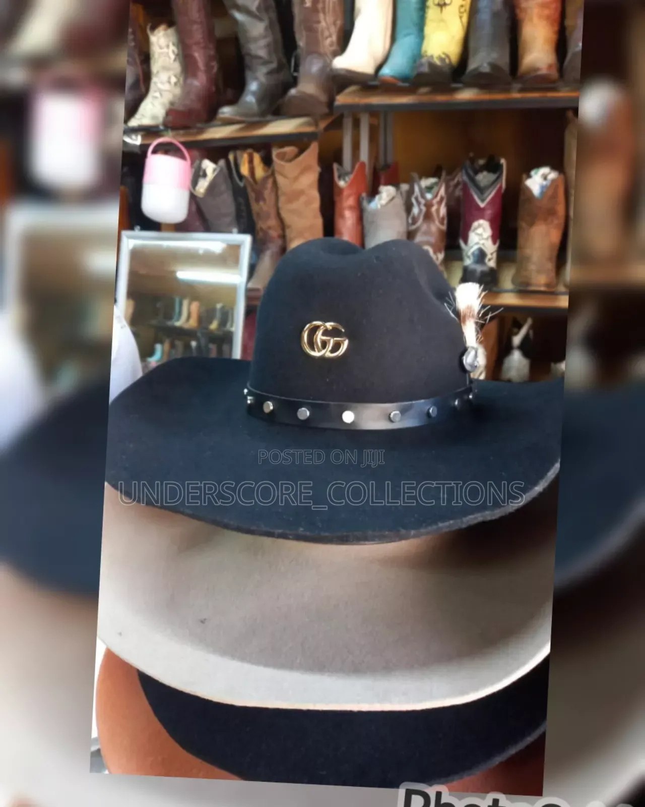 Black Pure Leather Cowboy Hat