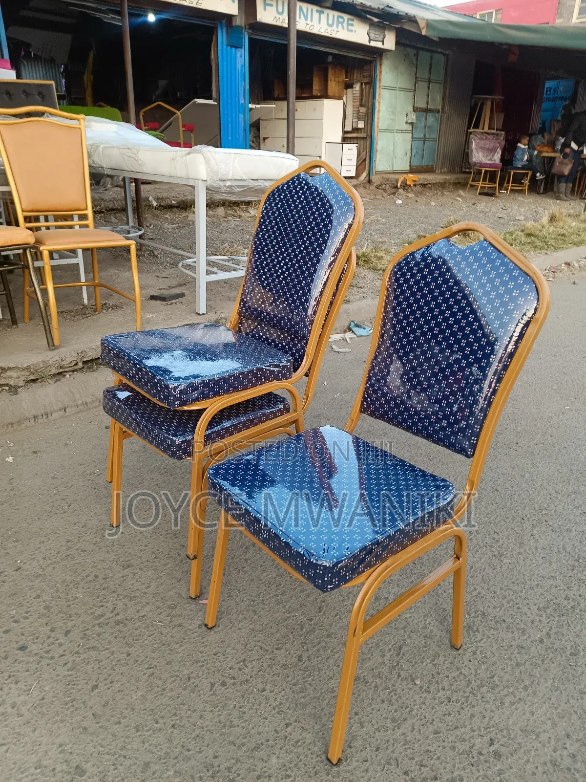 Blue And Gold Conference Chairs, With Polythene Cover.....