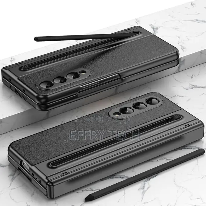Leather Case for Samsung Galaxy Fold 4 With S Pen Slot Hinge