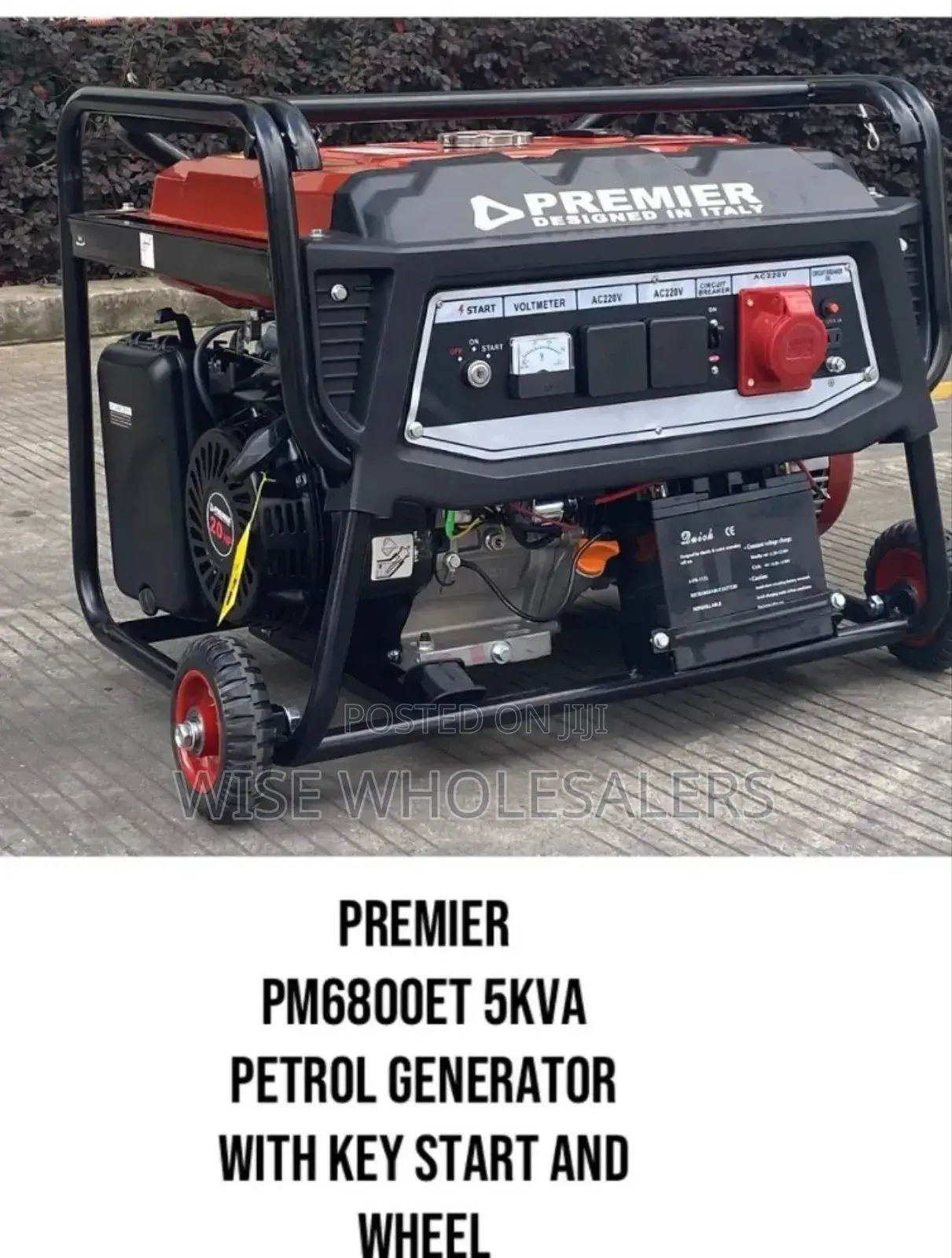 Premier Petrol Generator With Key Start & Wheels  5kva