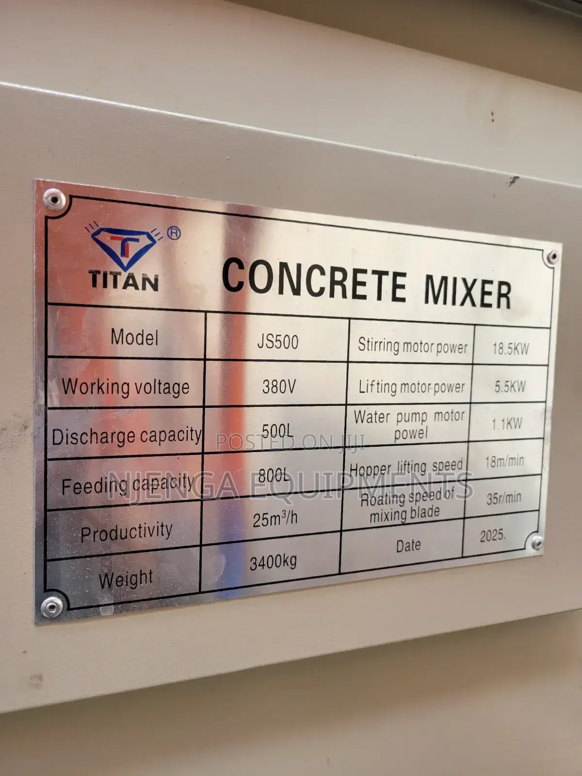 Titan Heavy Duty Electric Concrete Mixer Js500