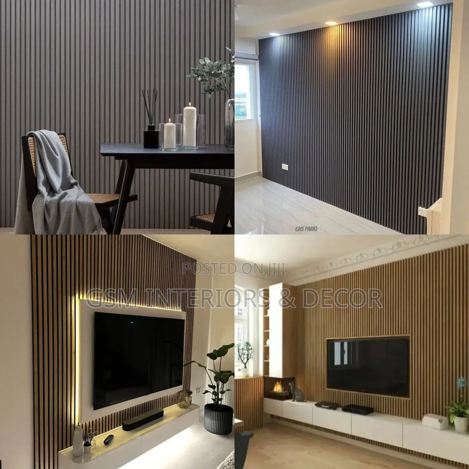 Grey and Brown Fluted Panel Wallpapers