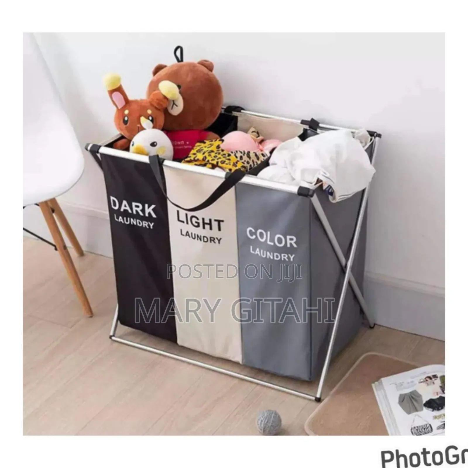3 Compartment Foldable Laundry Basket