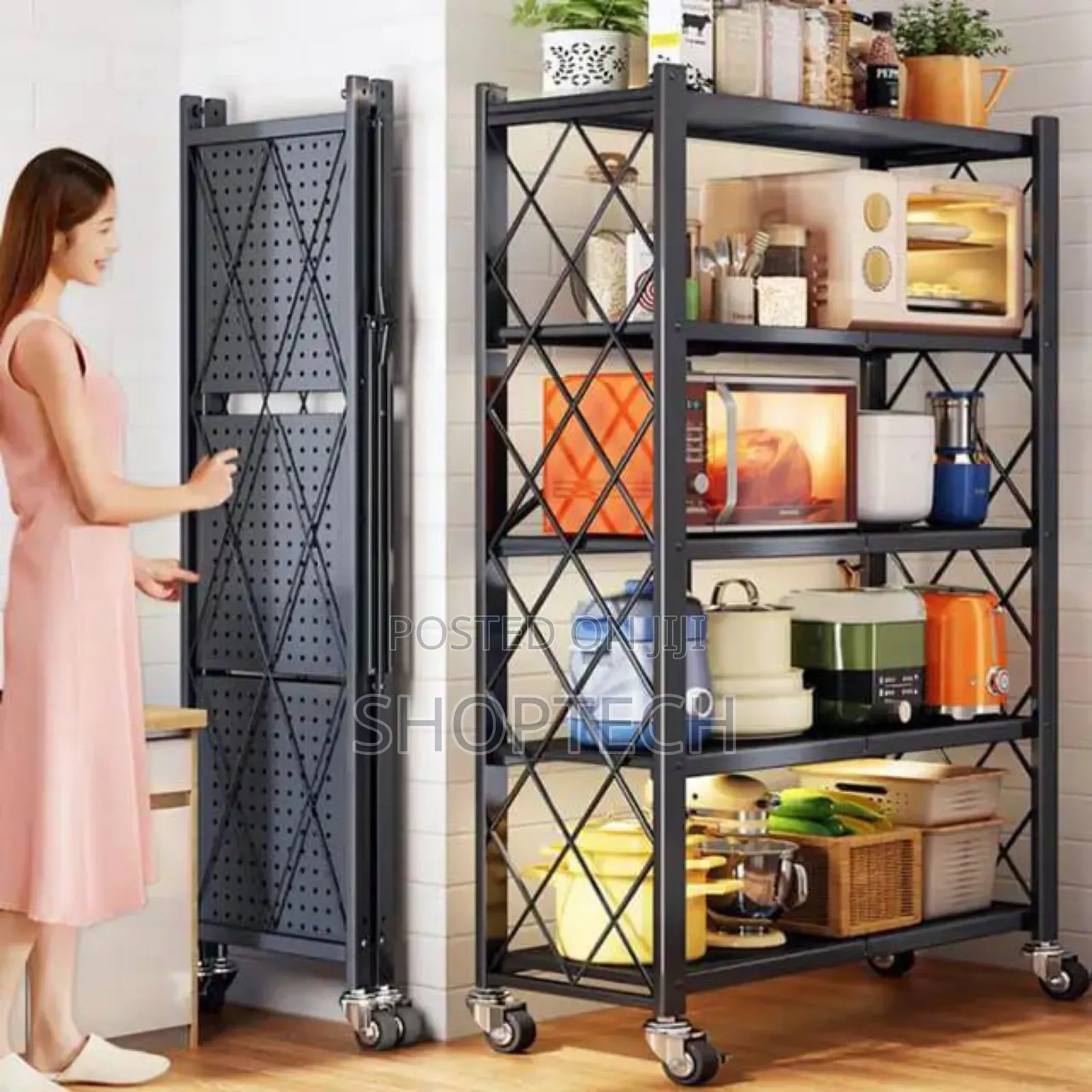 Foldable Kitchen Rack With Wheels