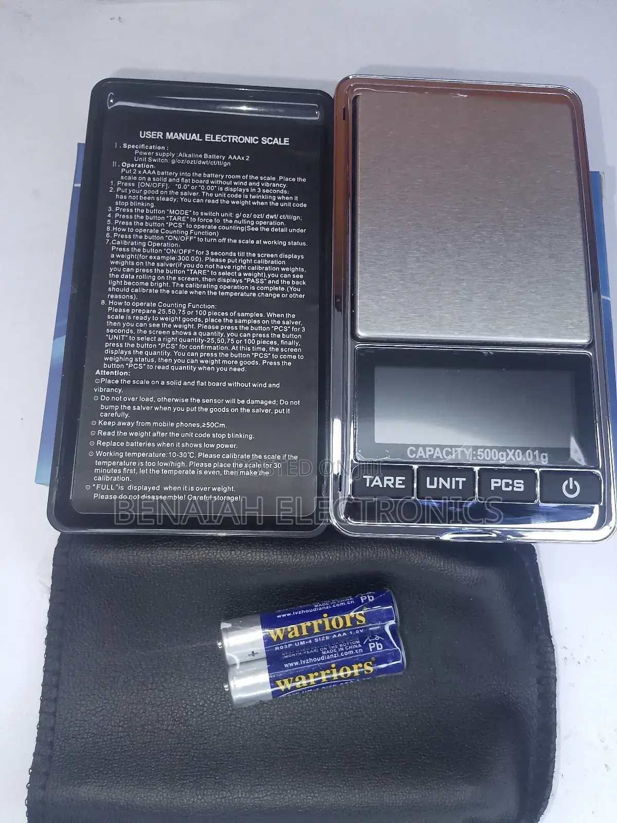 Portable Pocket Weighing Scale 0.01g to 500g Tare Function
