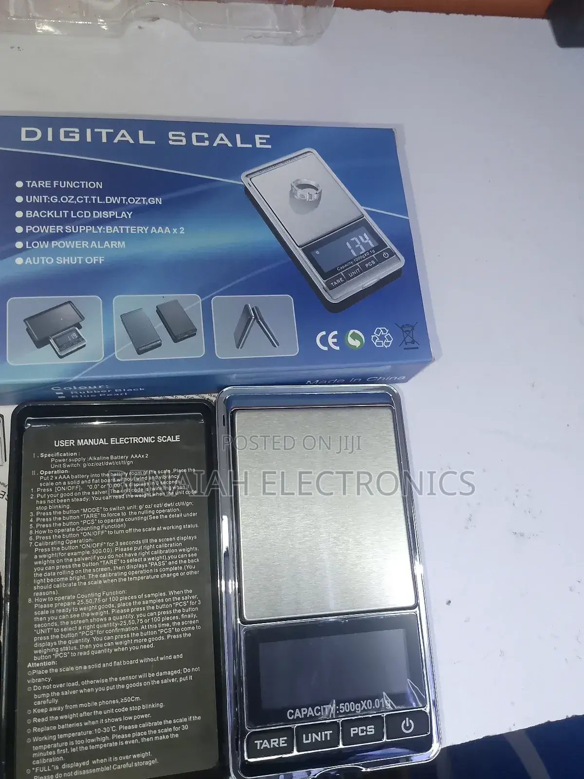 Portable Pocket Weighing Scale 0.01g to 500g Tare Function