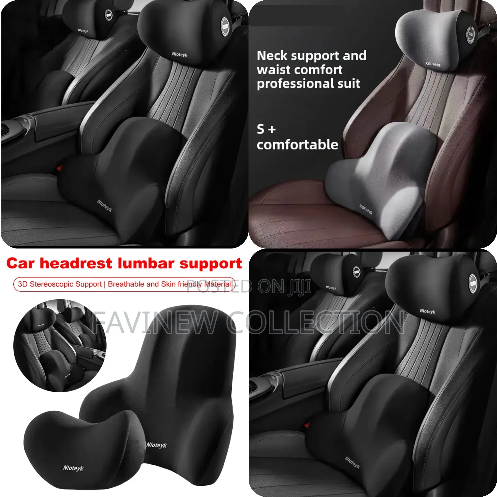 2pcs Set -Car Headrest and Backrest Lumbar Support