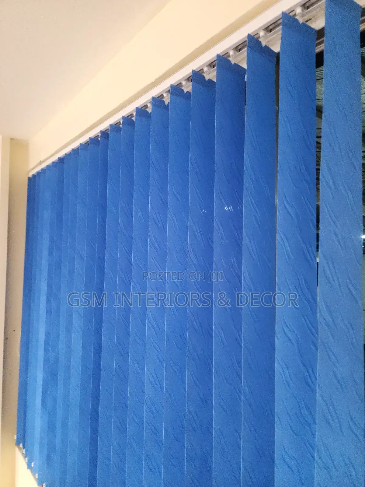 Blue Office Curtains and Office Blinds Vertical
