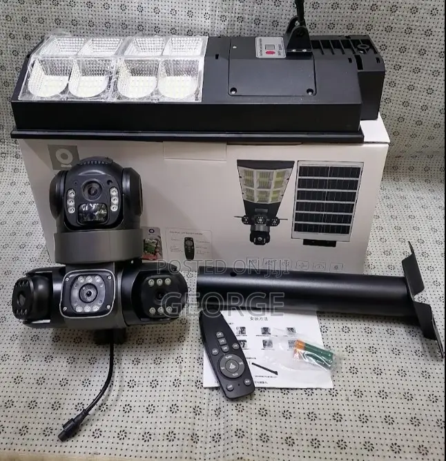 Solar Flood Light Camera Triple Lens PTZ V380 App