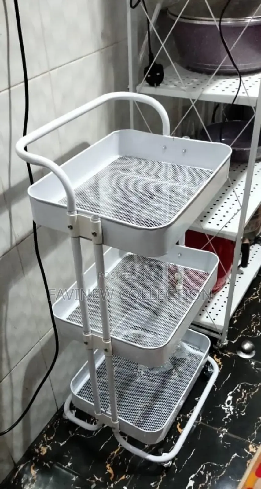 Multi-Functional Movable Trolley Storage Rack( Full Metallic