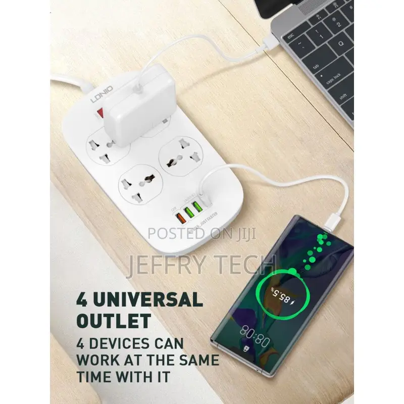 4 Sockets Power Extension 2m With 4 Usb Ports by Ldnio -