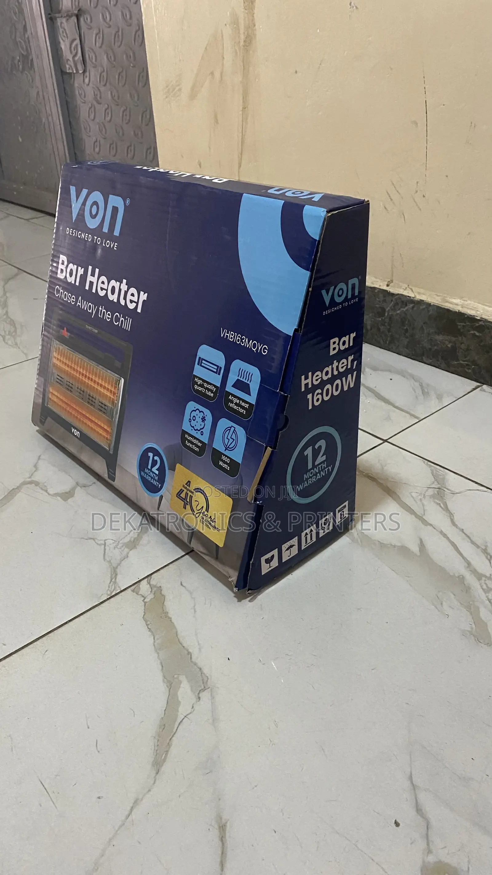 Von Vhb163mqyg Bar Heater, 1600w - Dark Grey