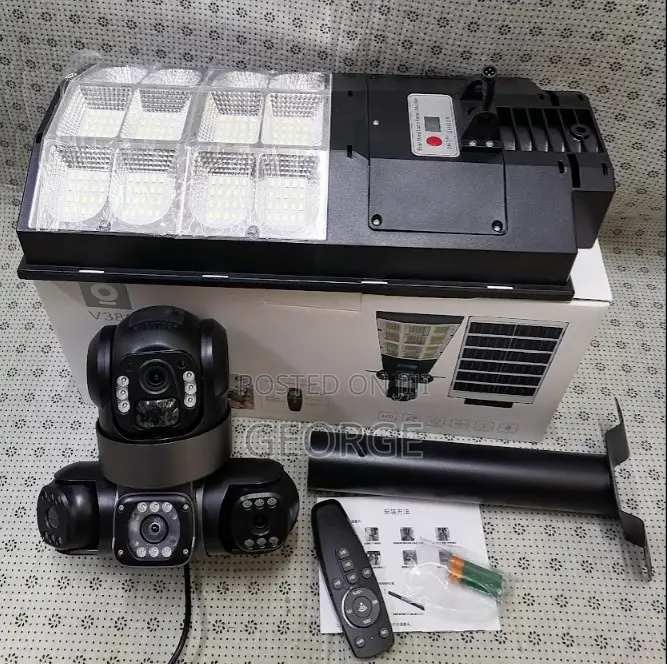 180w Sola Floodlight With Triple Lens 4g PTZ Camera