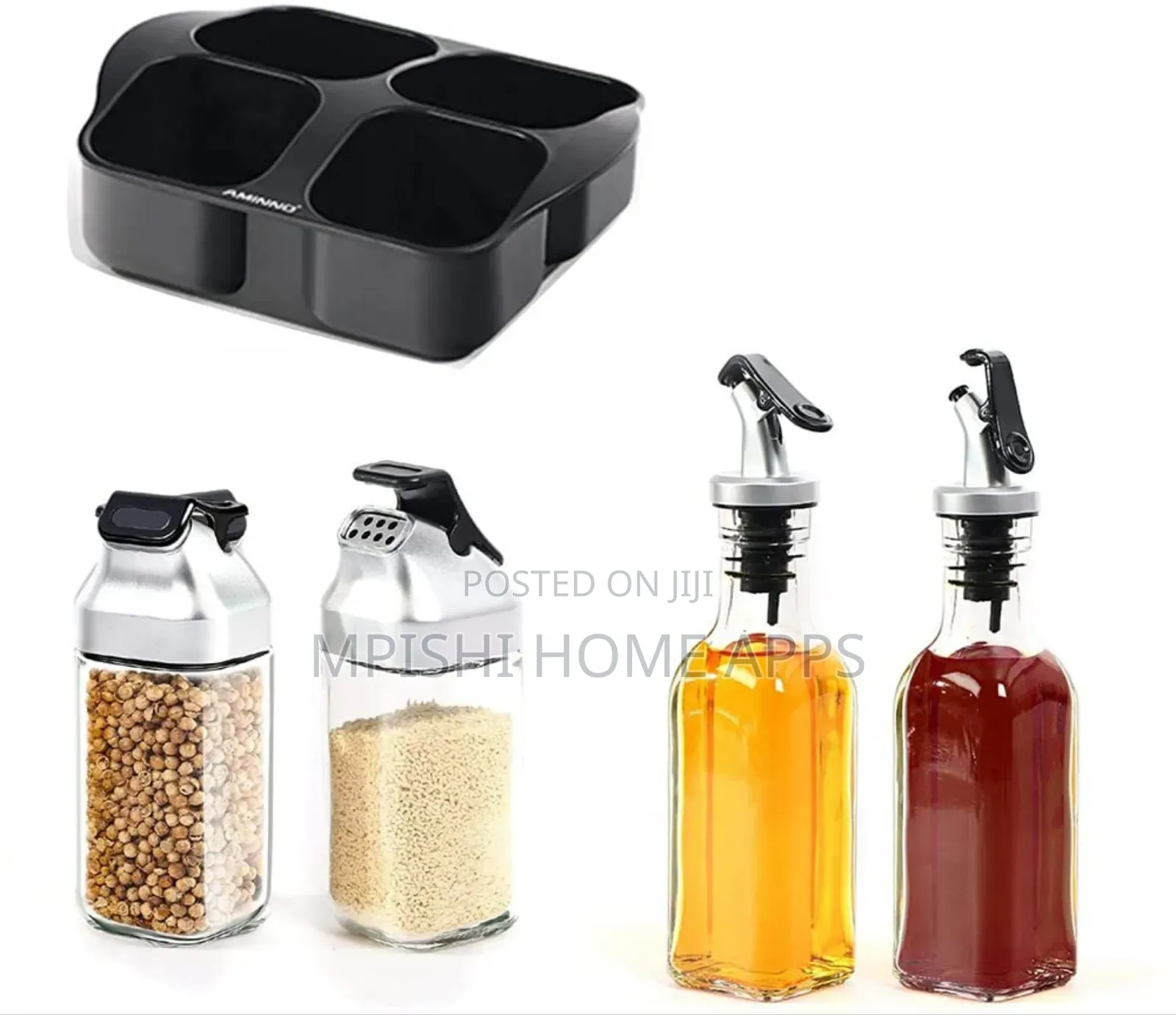 Vinegar, Oil, Salt and Pepper Dispenser Set