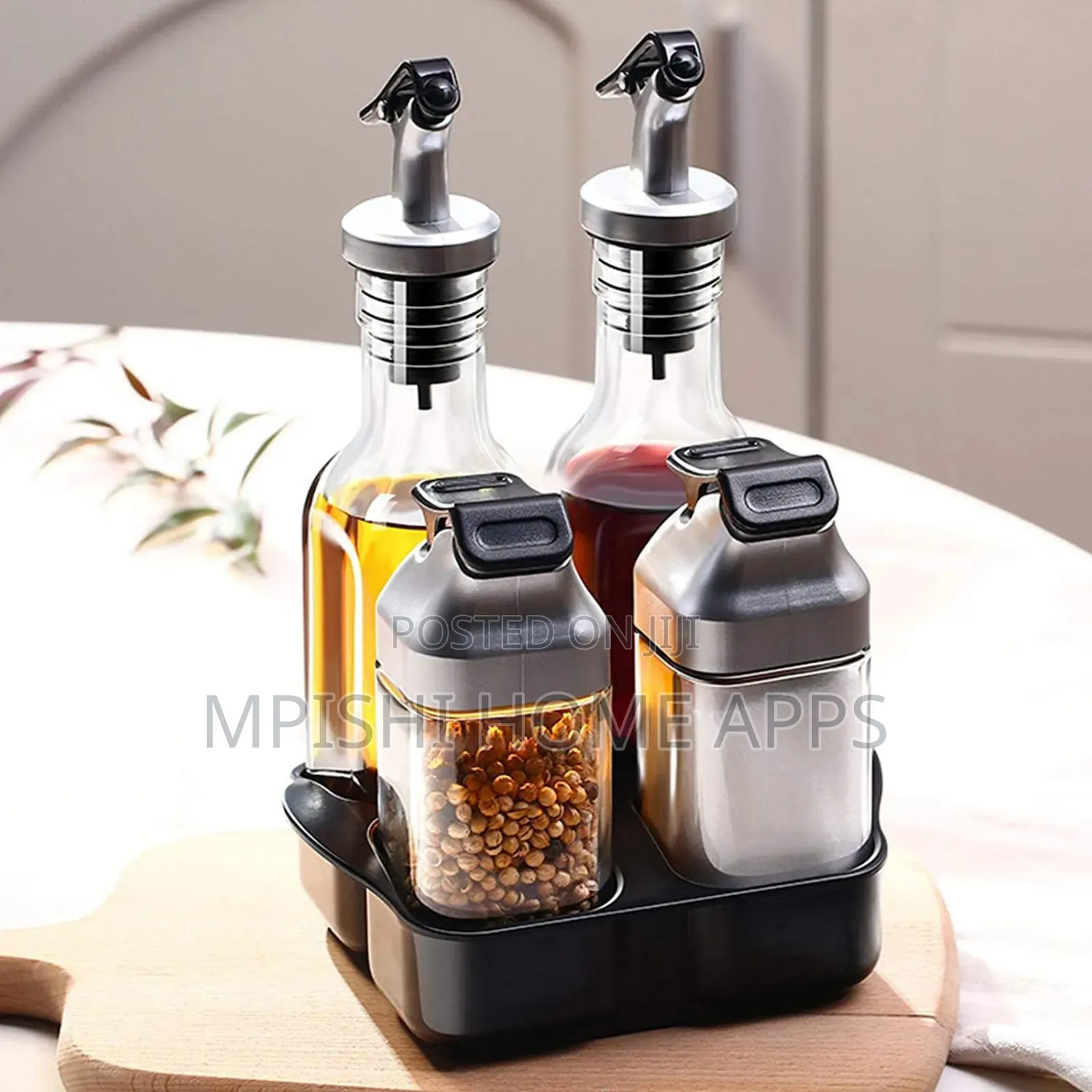 Vinegar, Oil, Salt and Pepper Dispenser Set
