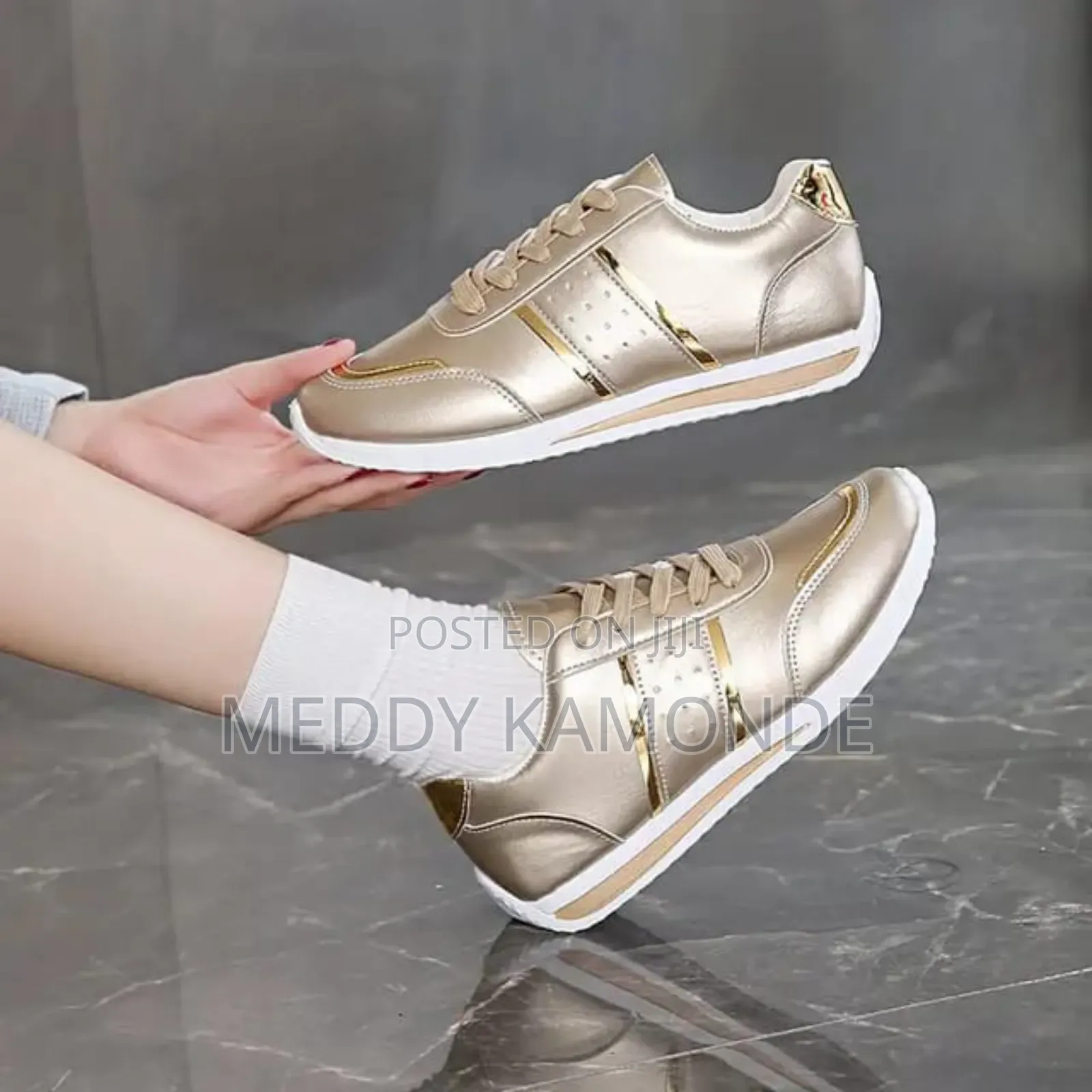 Classy Gold/Black Sport/Sneaker Shoes