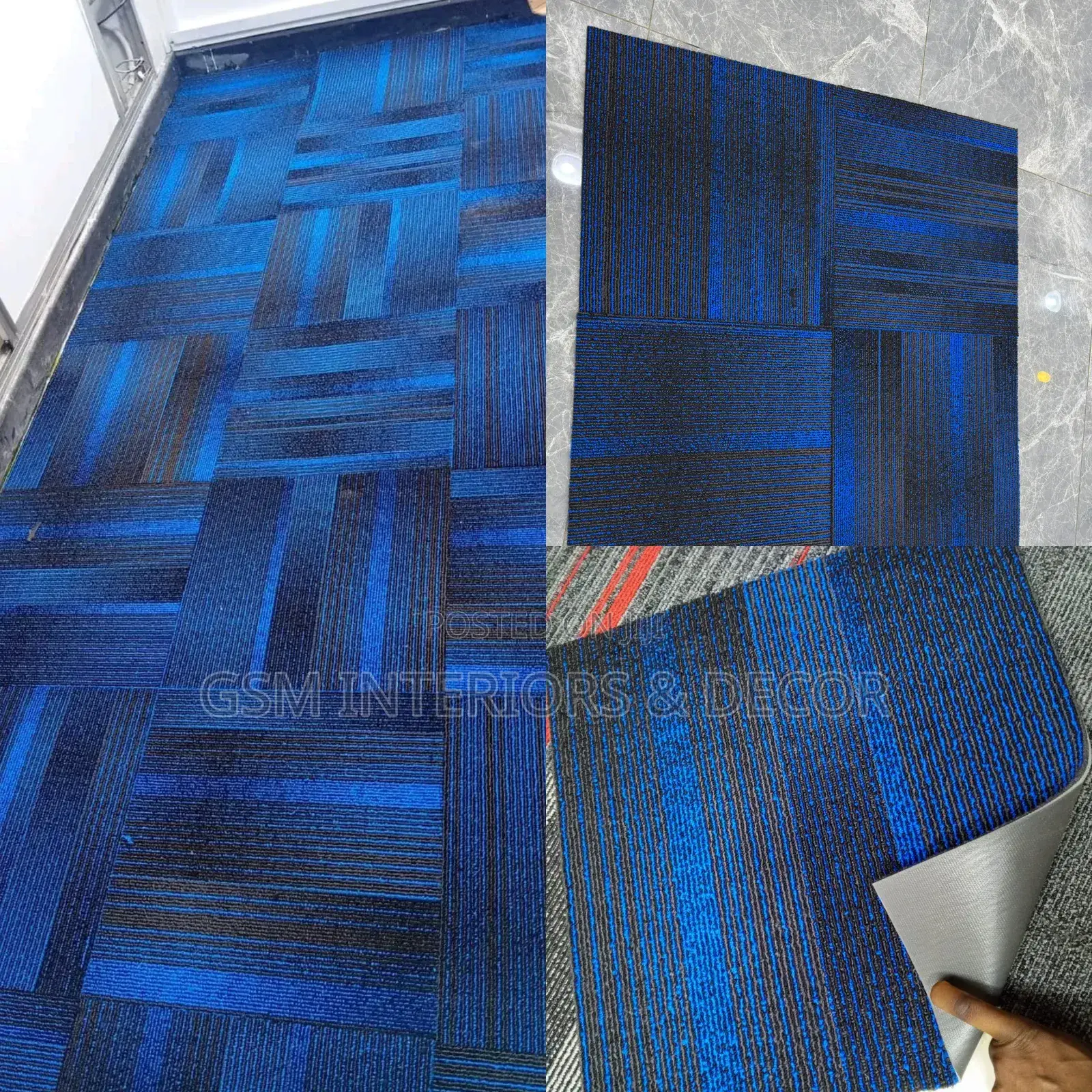 Blue Carpet Tiles With Rubber Backing