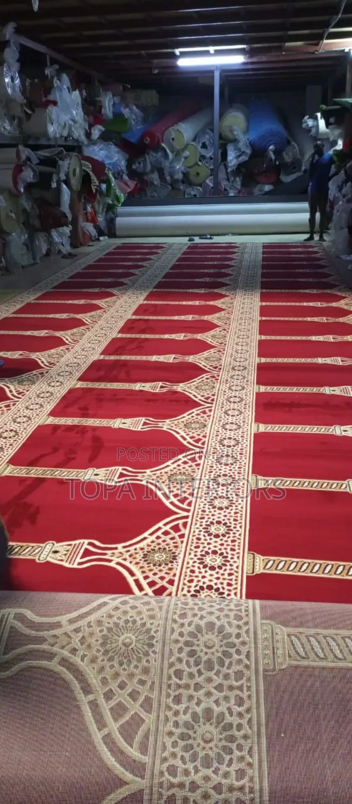 Maroon Quality Mosque Floor Carpets Covering the Whole Floor