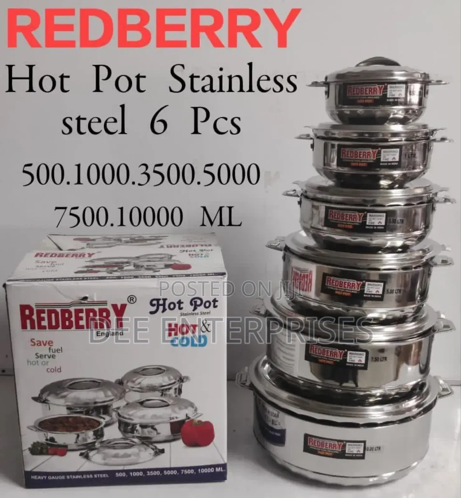Redberry 6 PCS Hotpots Insulated Hotpot 6pcs Set Sizes