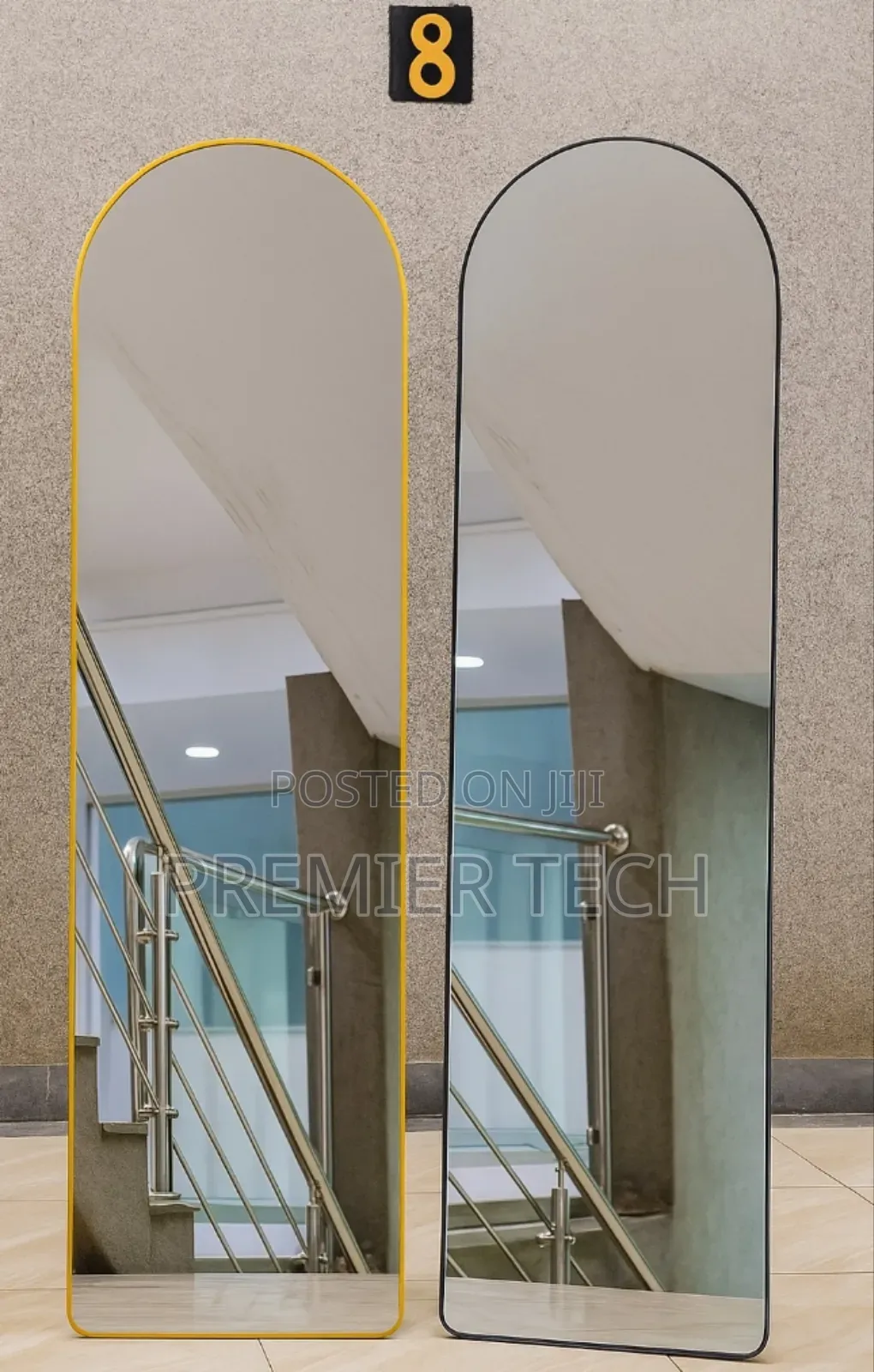 Arched Aluminum Alloy Full Length Dressing Mirror 36cm