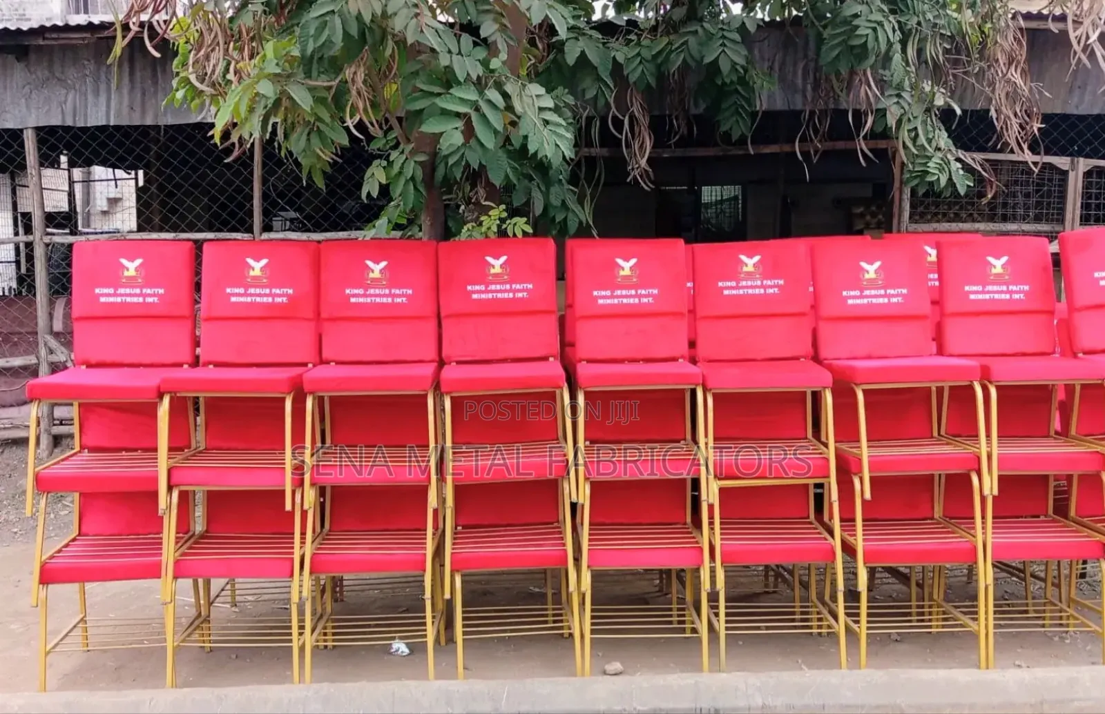 Church Chairs With Logo and Gold Frame