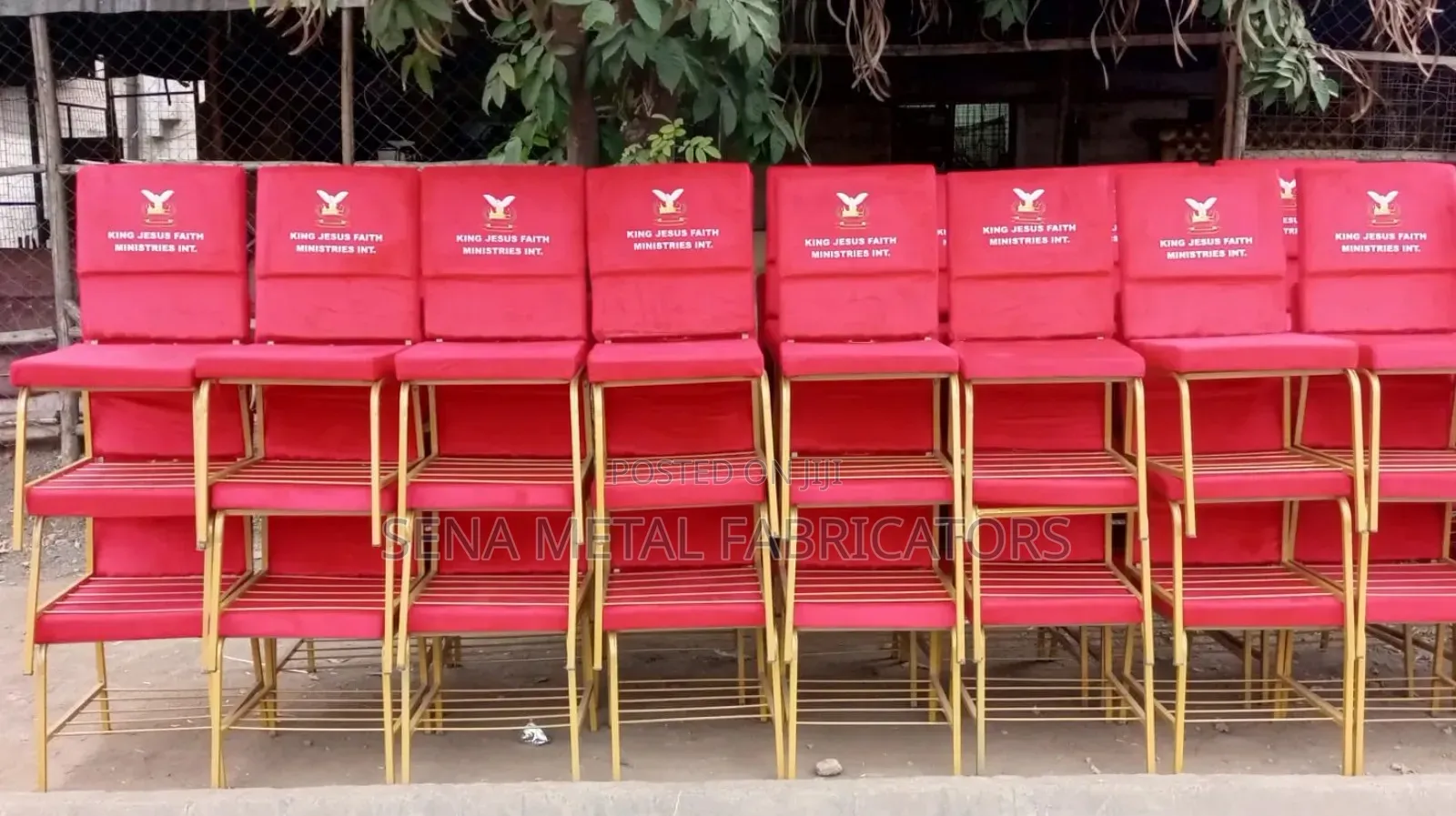 Church Chairs With Logo and Gold Frame