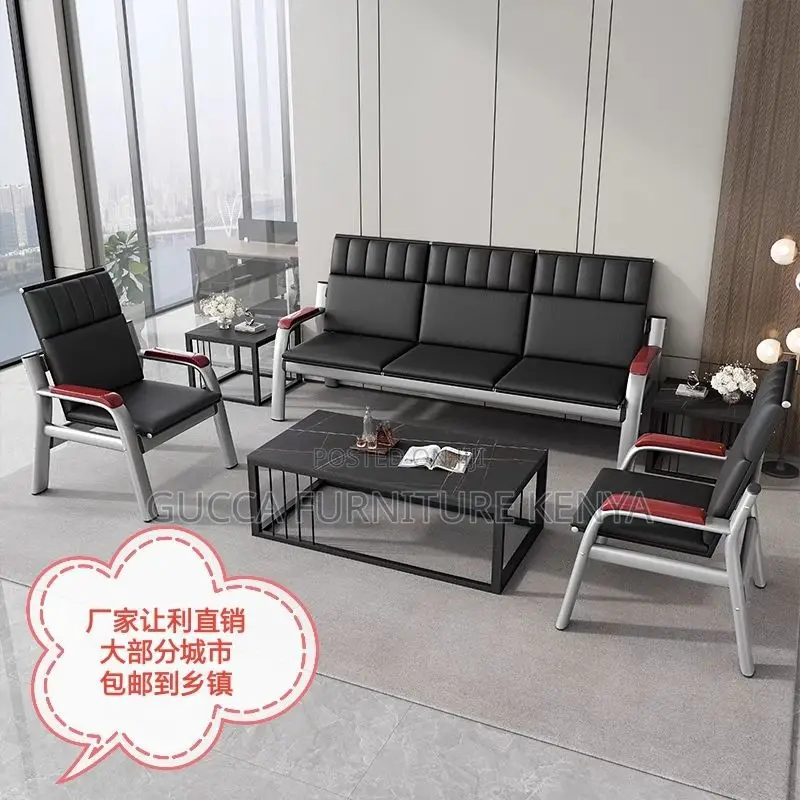 Office Chair:Modular Executive Leather Sofa-Steel Frame