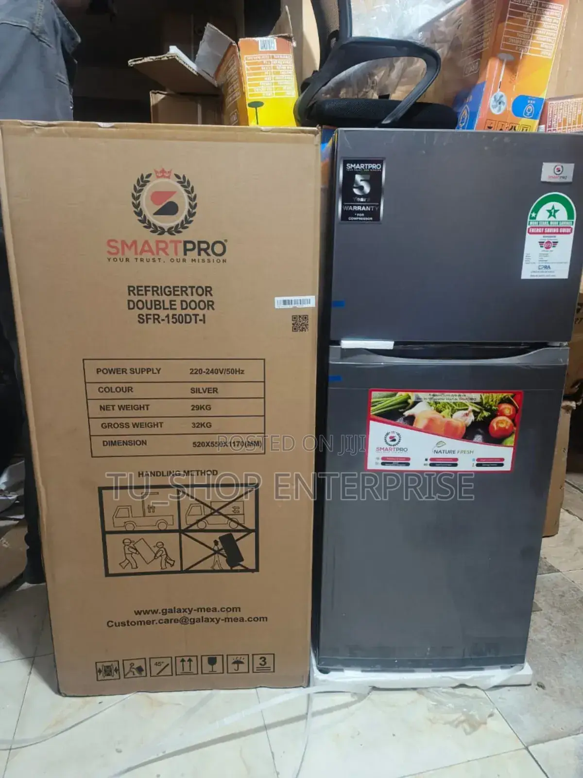 Smart Pro SFR-150-Dt-I Double Door , 121l - Silve