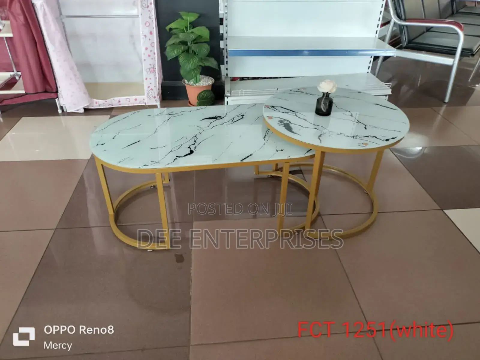 White Marble Coffee Table(Glass Effect )