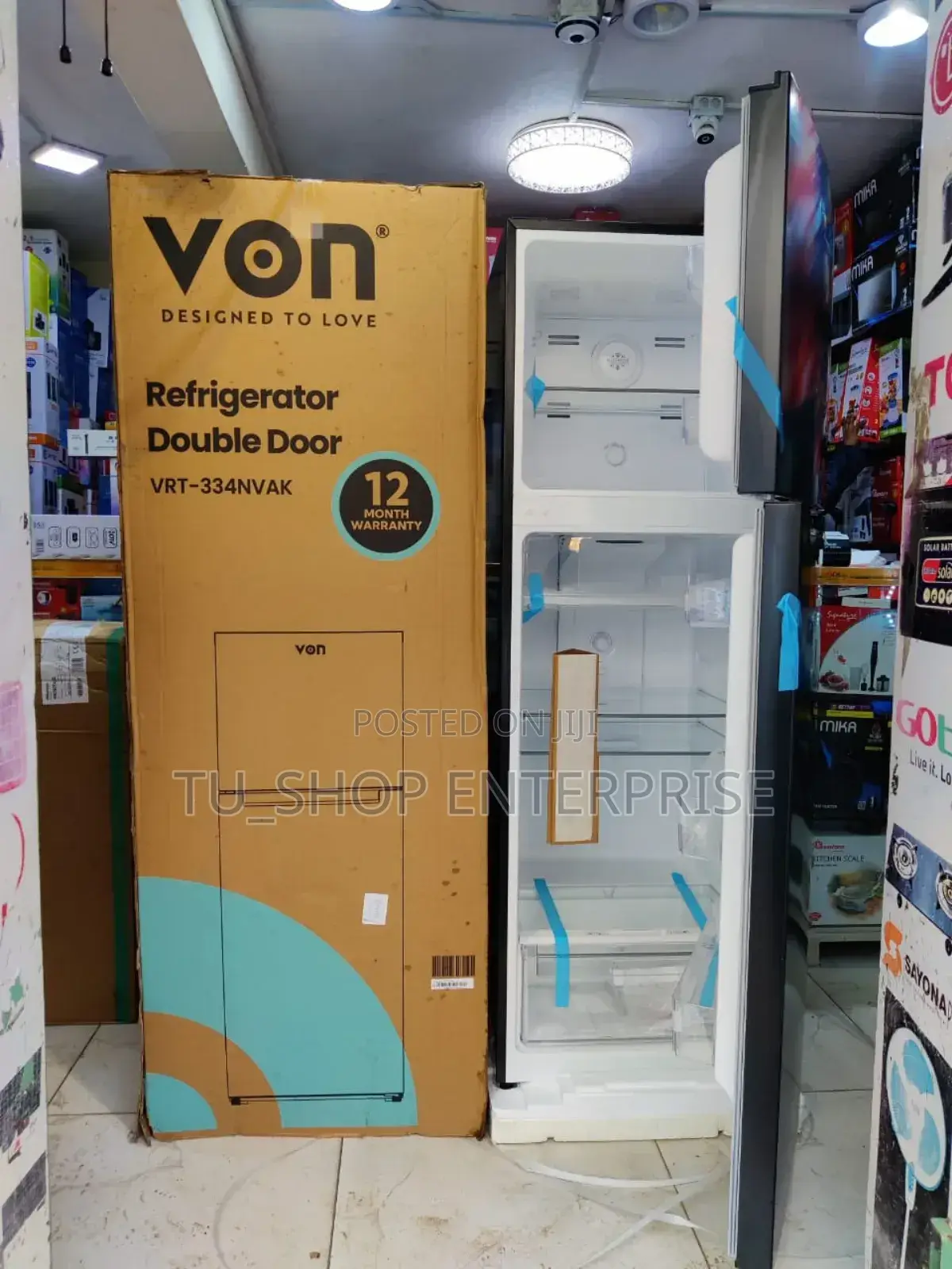 *Von Fridge Double Door 334litres No Frost