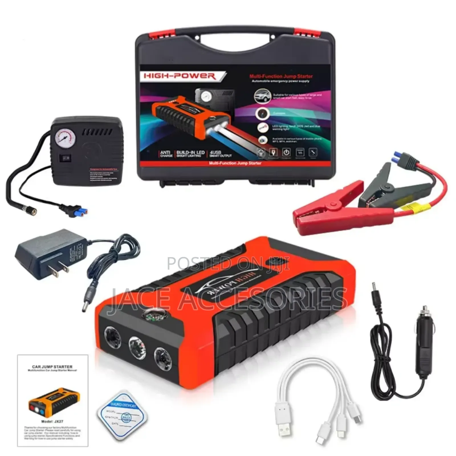 Car Portable Jumpstarter Kit With Tire Inflator