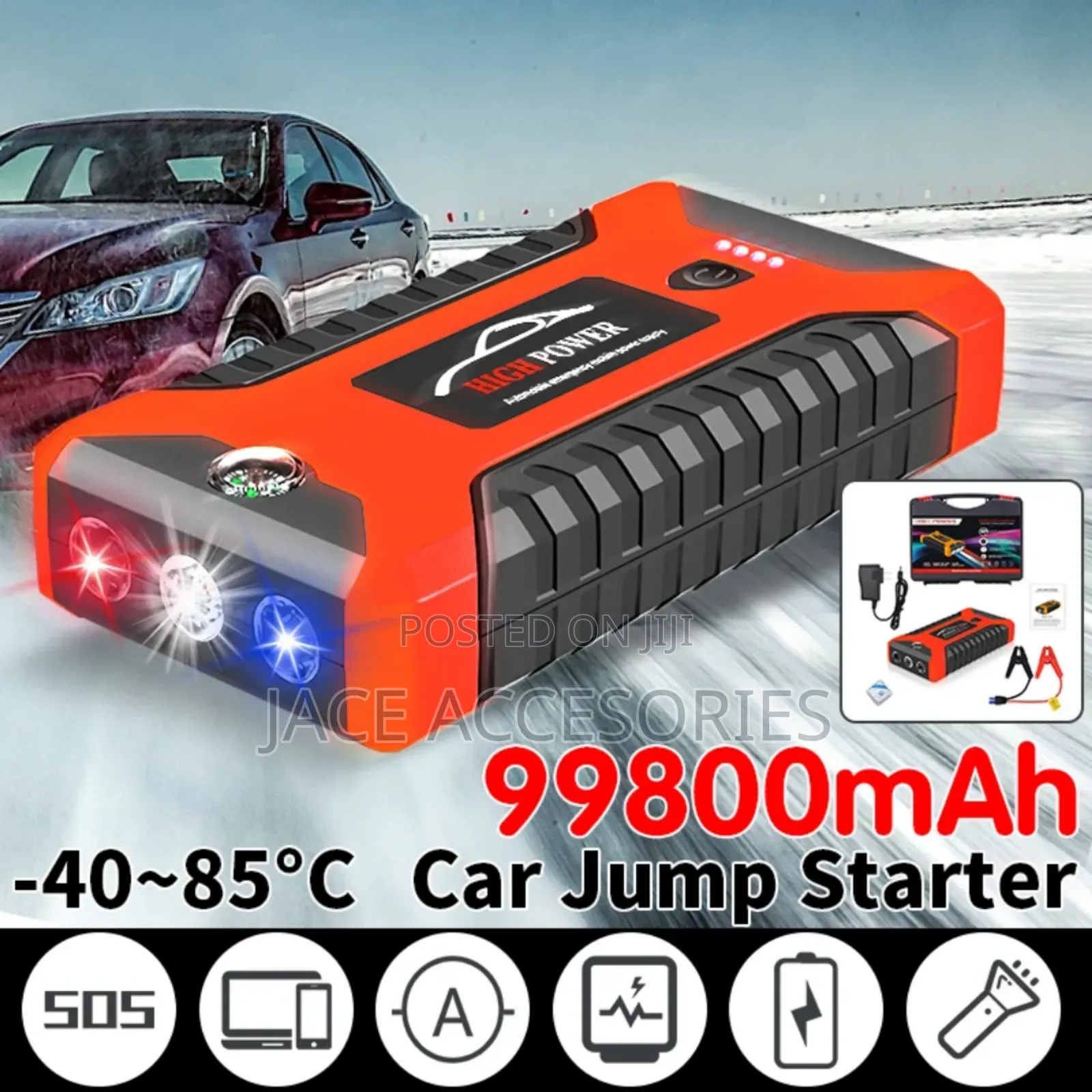 Car Portable Jumpstarter Kit With Tire Inflator