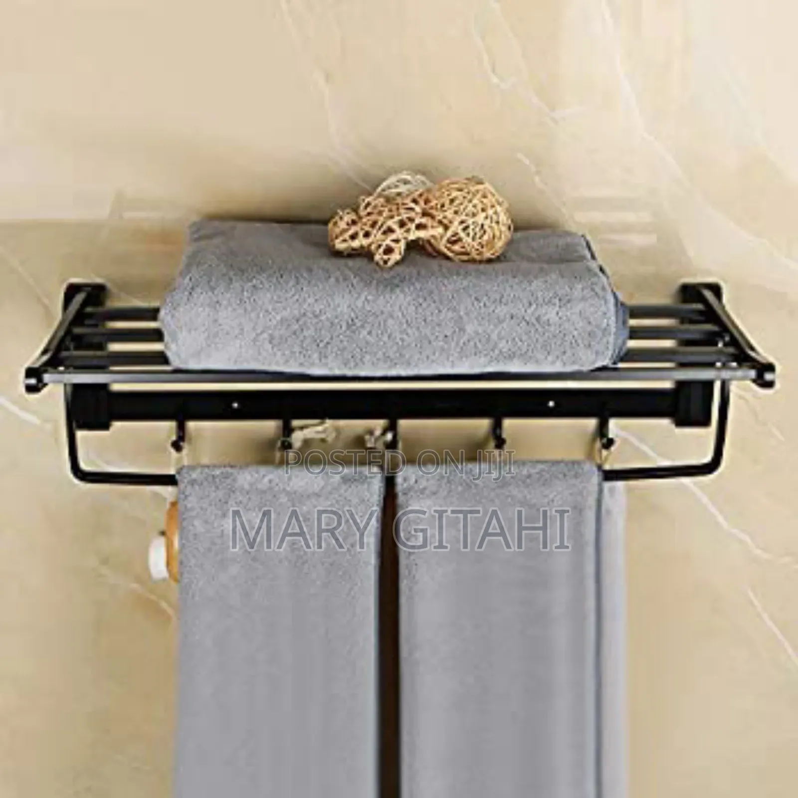 Black Metalic 55cm Bathroom Towels Rack