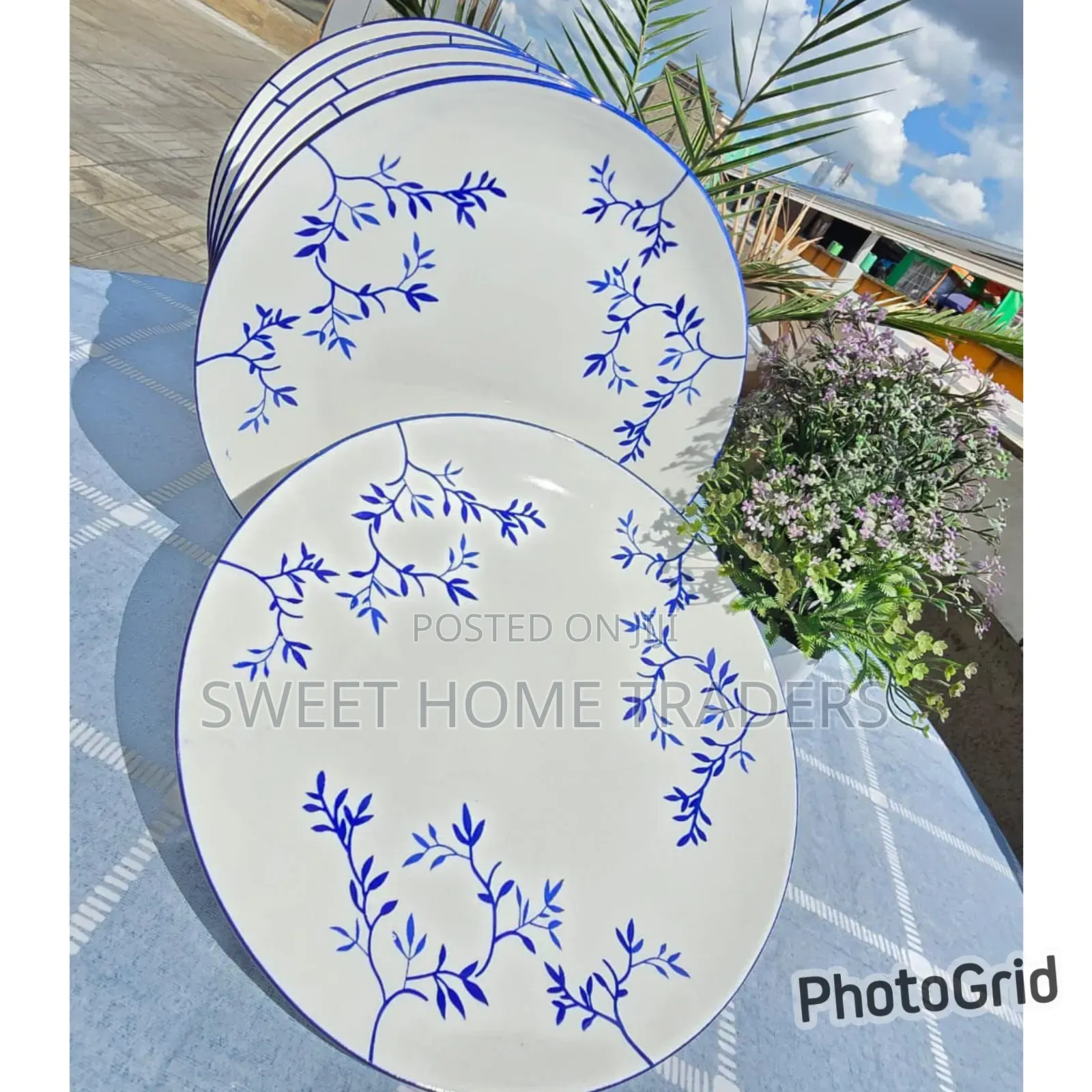 White Blue Ceramic Plate*