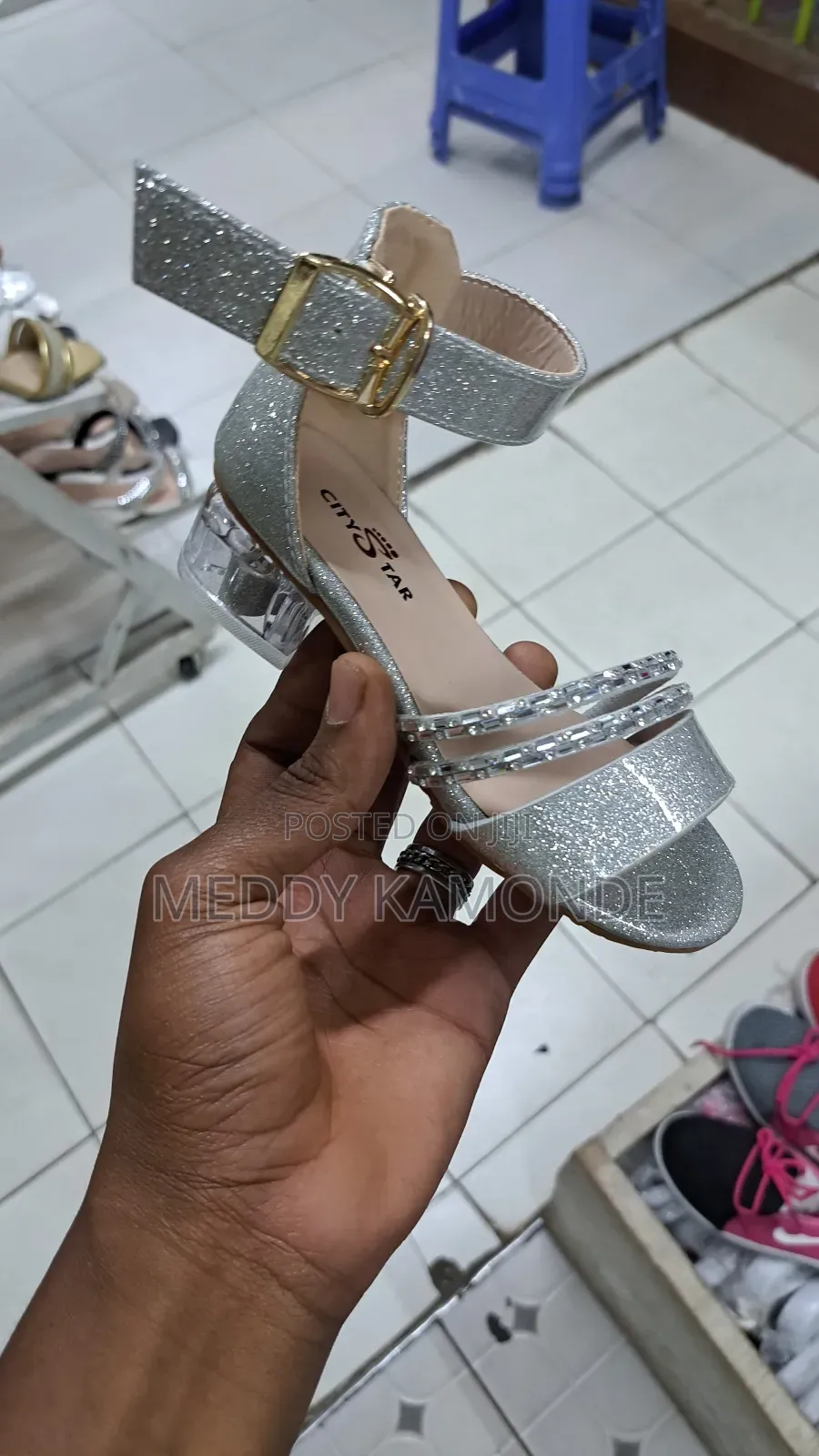 Silver Girls Open Heels Shoes