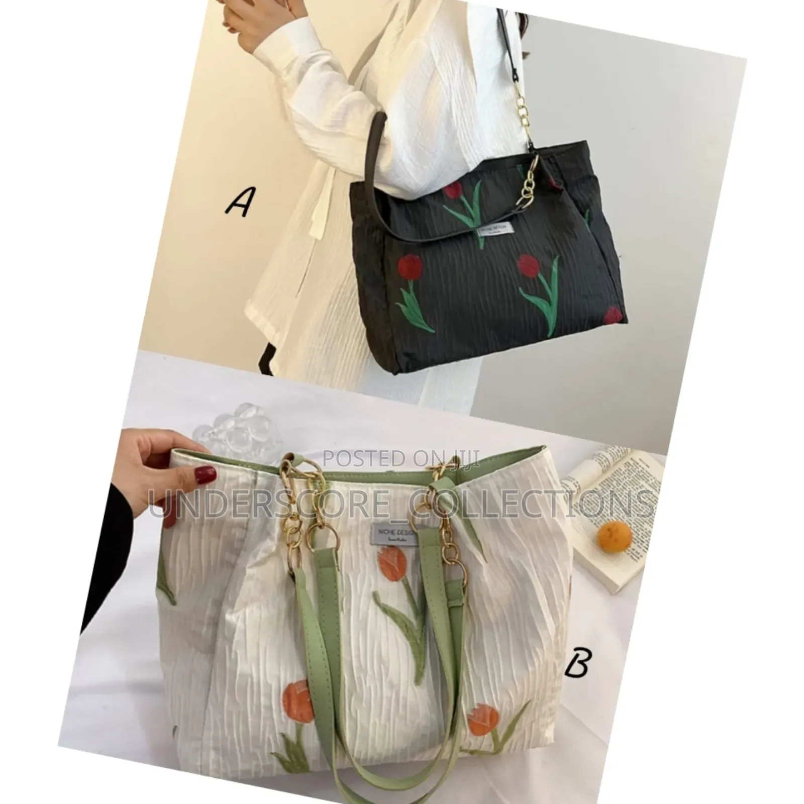 *Casual Floral Canvas Tote Bag* Size: 38×14×27cm *