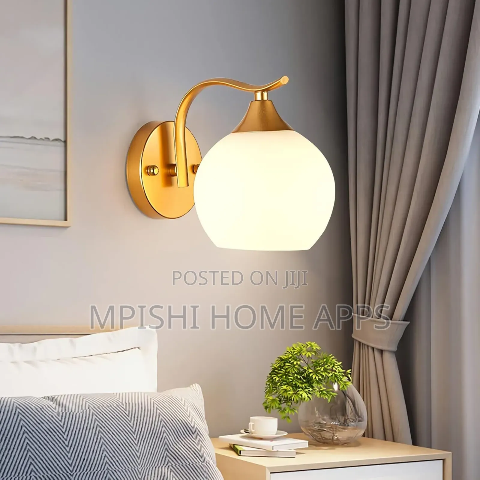 Golden Wall Lamp With Globe Glass Ball