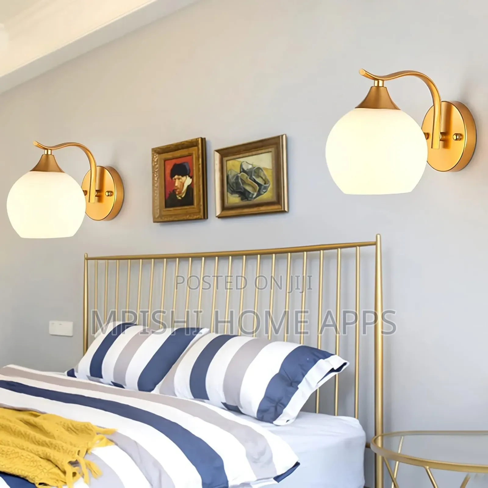 Golden Wall Lamp With Globe Glass Ball