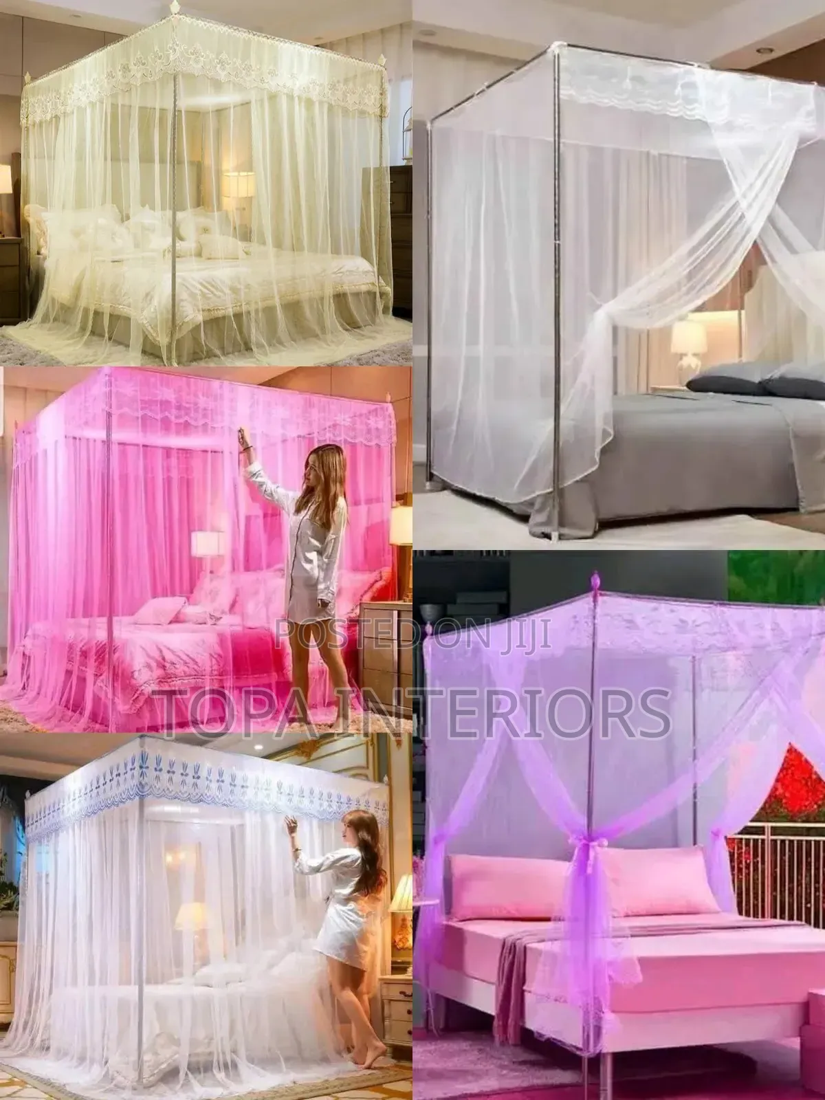 4x6,5x6 and 6x6 Mosquito Nets With Four Metallic Tube Stands