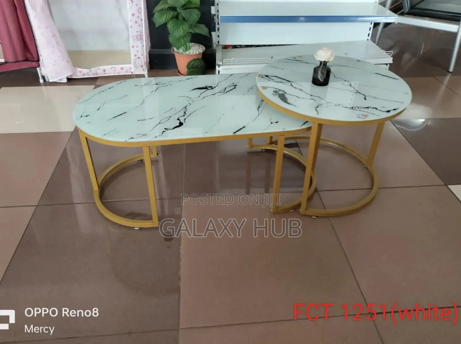 White Marble Coffee Table(Glass Effect )